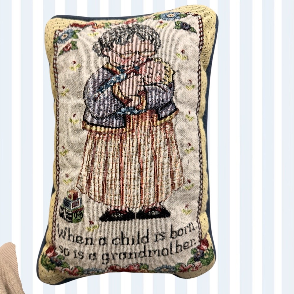 Mary Engelbreit Tapestry Needlepoint Pillow "How Grandmothers Are Made" 12"x8.5"